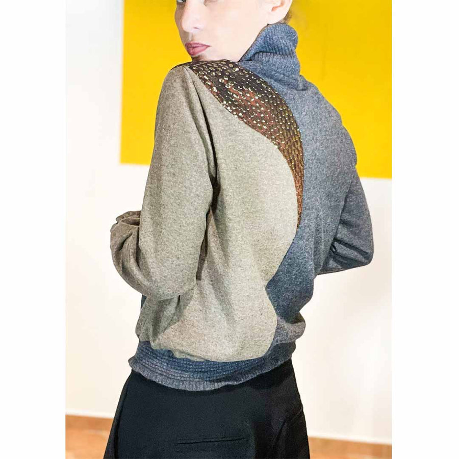 MONET - maglia lana 2 colori + contrasto lurex