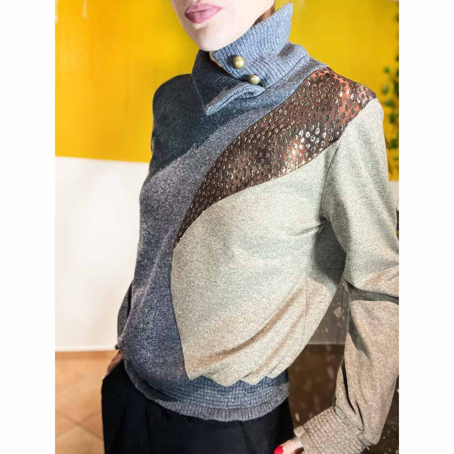 MONET - maglia lana 2 colori + contrasto lurex