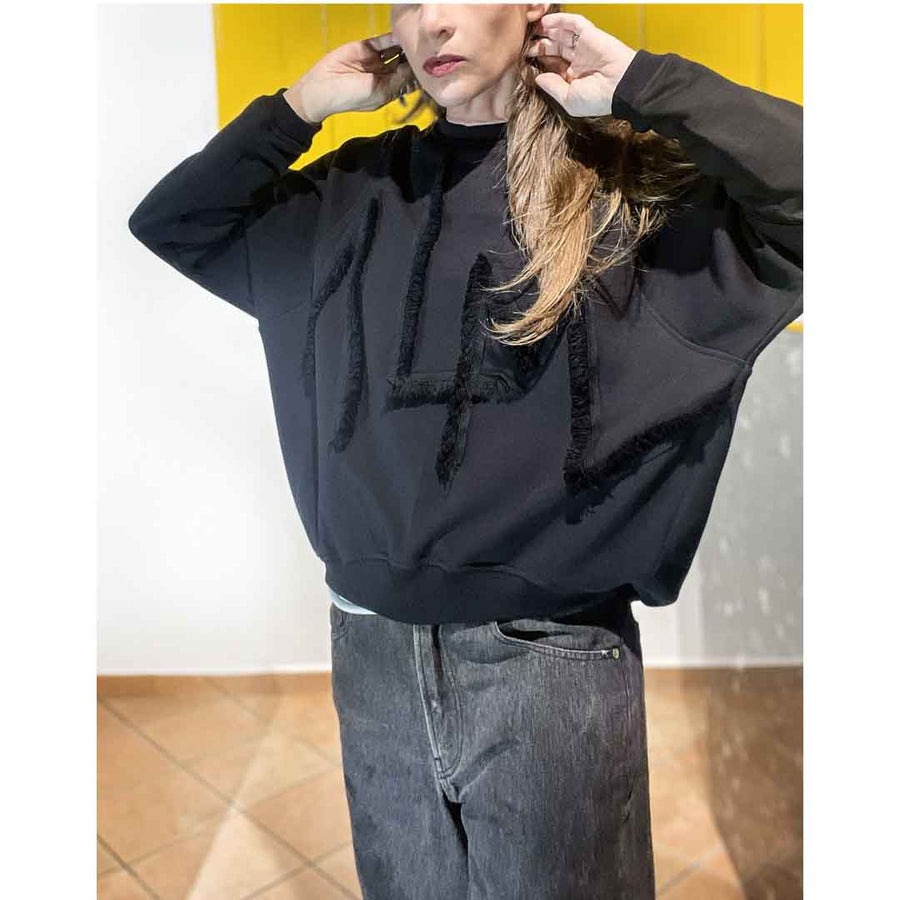 MOOD ALM - Felpa nera con lettering