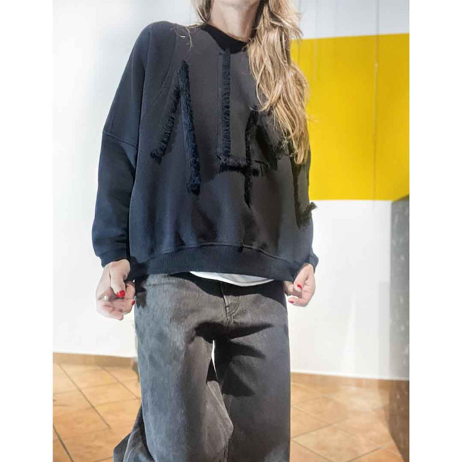MOOD ALM - Felpa nera con lettering