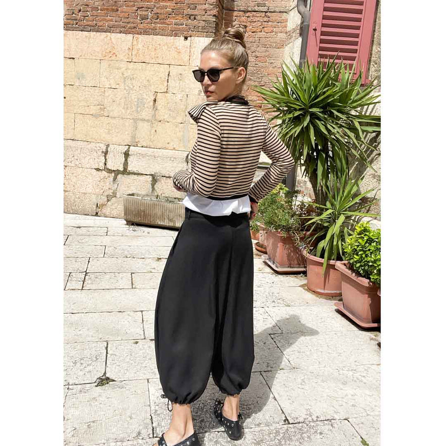 MORE - Maglia righe manica lunga, con rouches staccabile