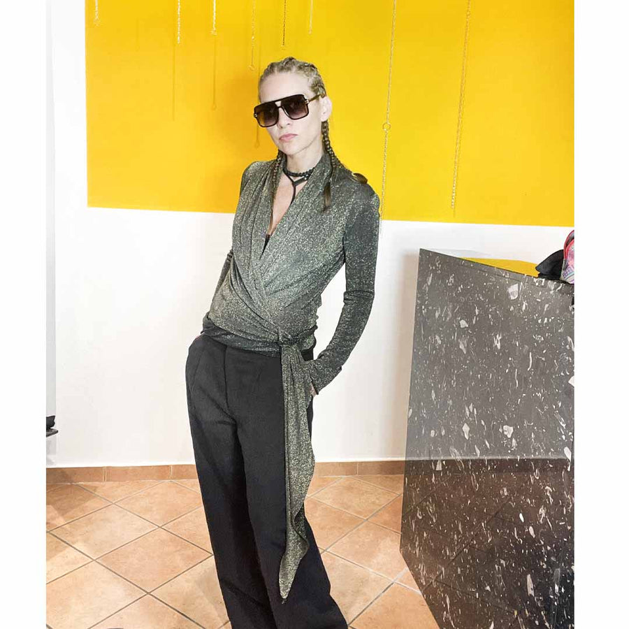 MORGAN LUREX - Maglia incrociata da allacciare--- NON IN SALDO