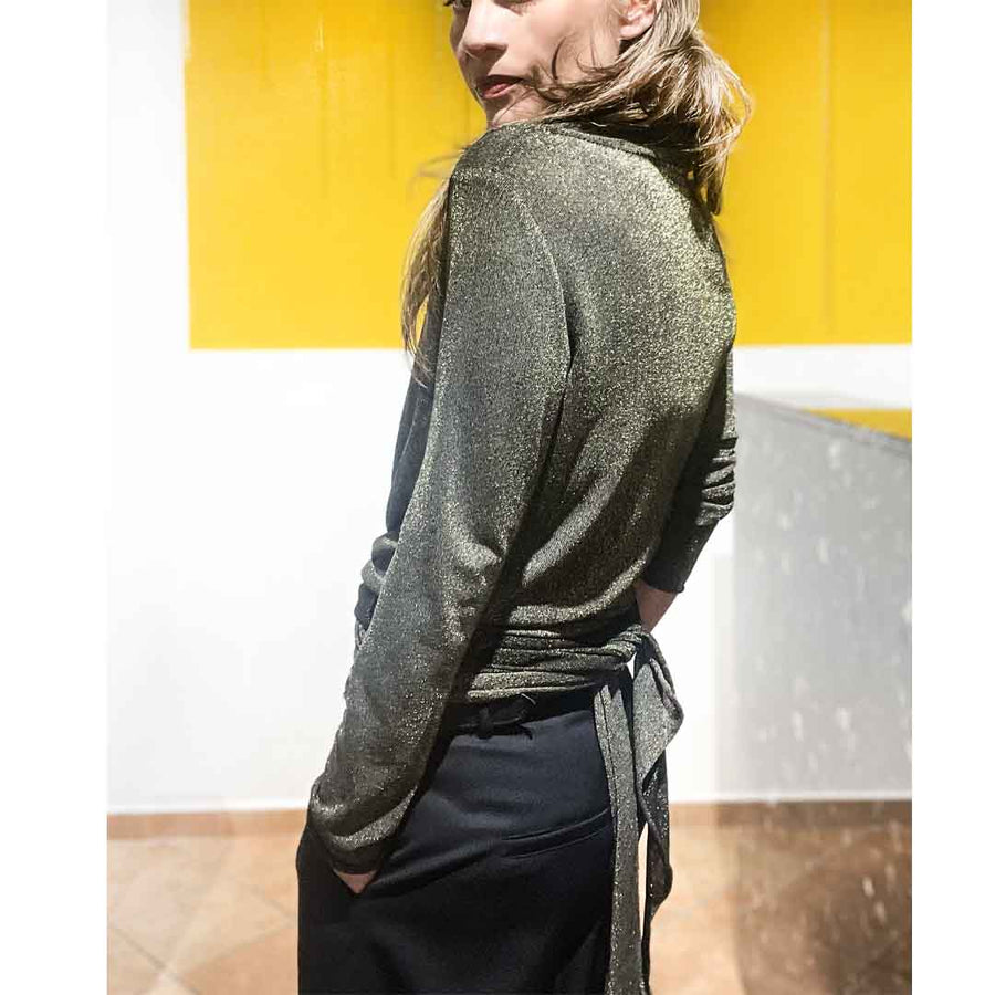 MORGAN LUREX - Maglia aperta incrociata dal filato viscosa fluida lurex