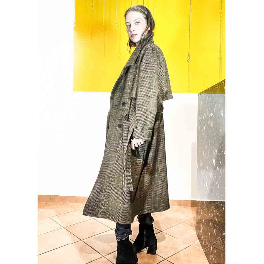 PARTENOPE CHECK 2 - Trench coat -100% pura lana