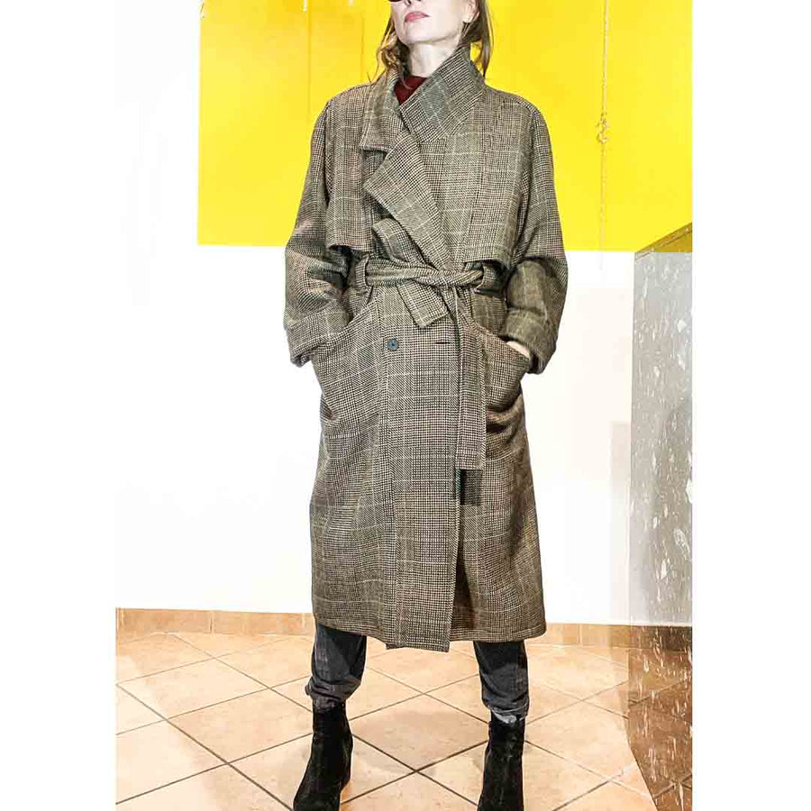 PARTENOPE CHECK 2 - Trench coat -100% pura lana