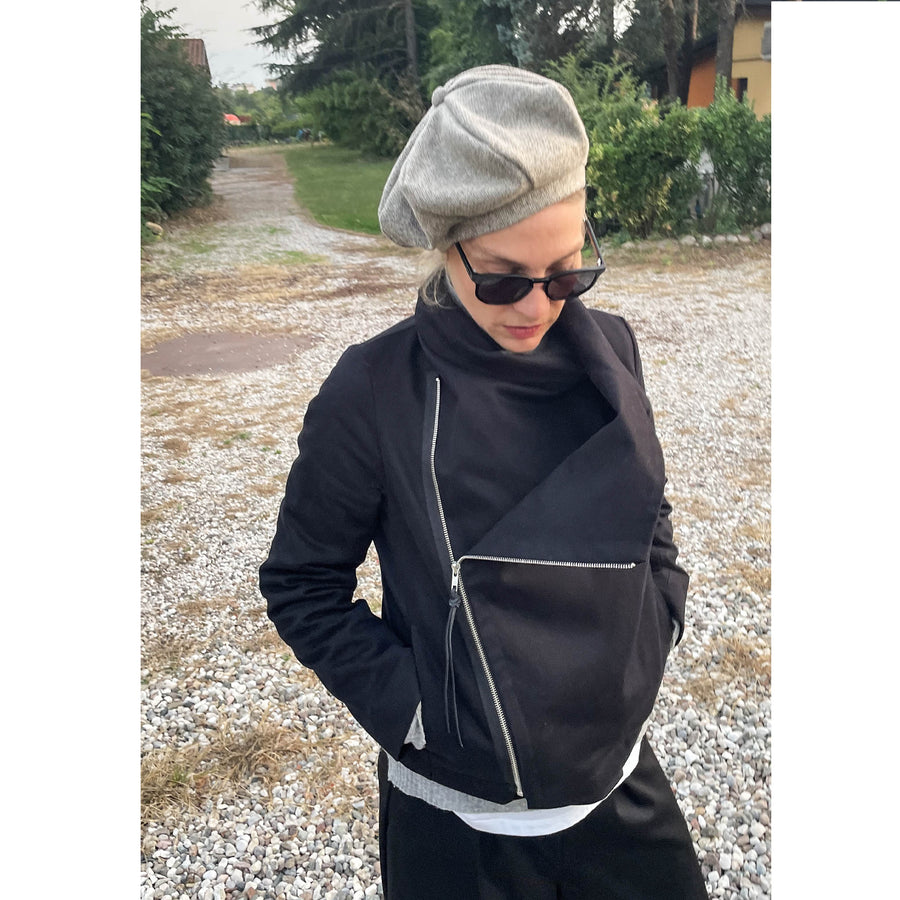 PICTURE - Giubbotto in drill di lana con fodera imbottita