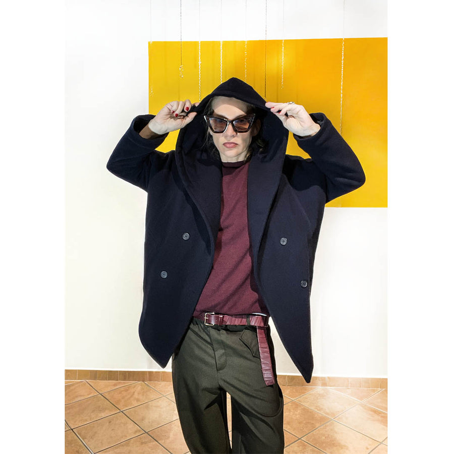 PIKES - Cappotto in lana blu - con fodera imbottita