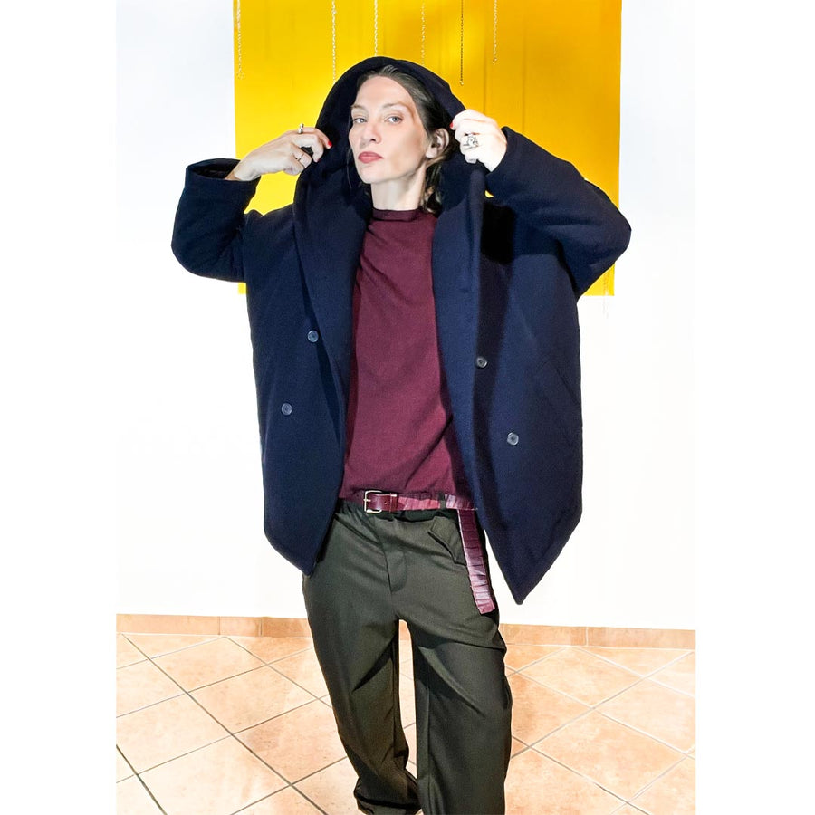 PIKES - Cappotto in lana blu - con fodera imbottita