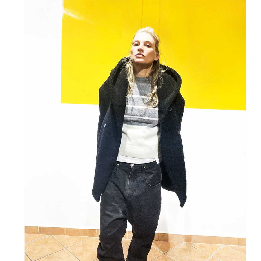 Pikes -cappotto giubbotto pesante 100% lana imbottito - nero