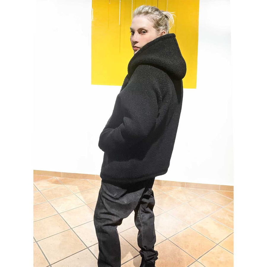 Pikes -cappotto giubbotto pesante 100% lana imbottito - nero