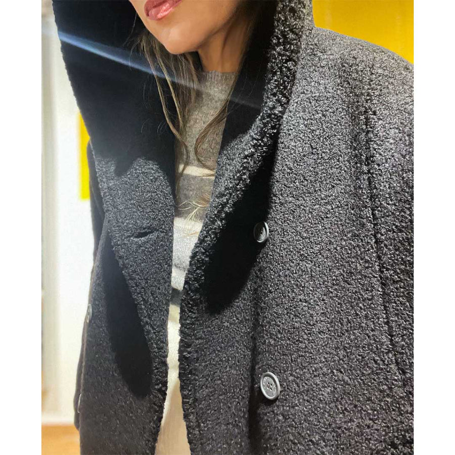 Pikes -cappotto giubbotto pesante 100% lana imbottito - nero