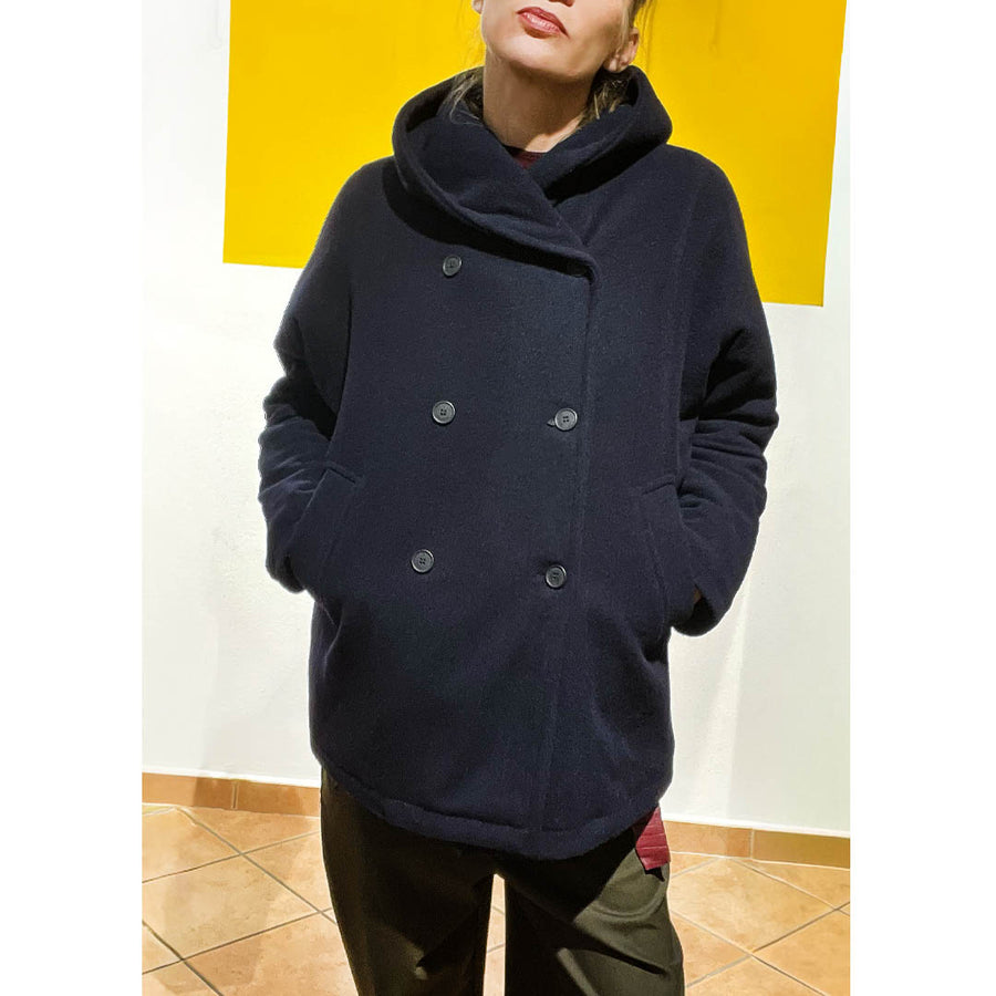 PIKES - Cappotto in lana blu - con fodera imbottita