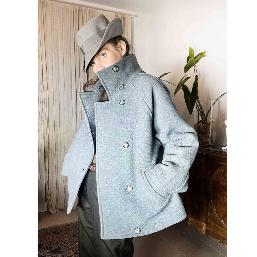 PRAIRE - Cappotto 100% lana avio-con fodera imbottita