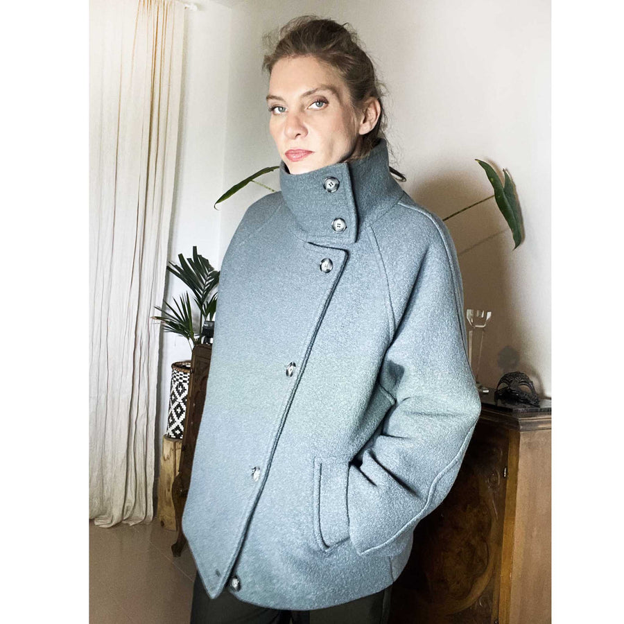 PRAIRE - Cappotto 100% lana avio-con fodera imbottita