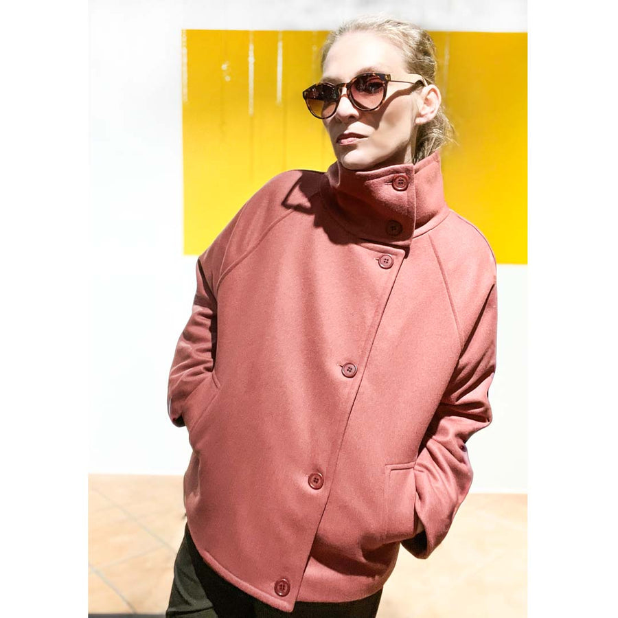 Praire - cappotto in lana rosa blush con fodera imbottita