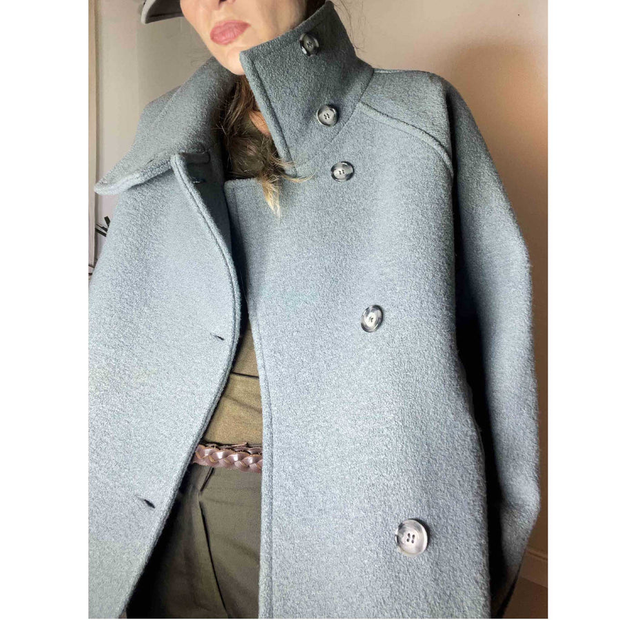 PRAIRE - Cappotto 100% lana avio-con fodera imbottita