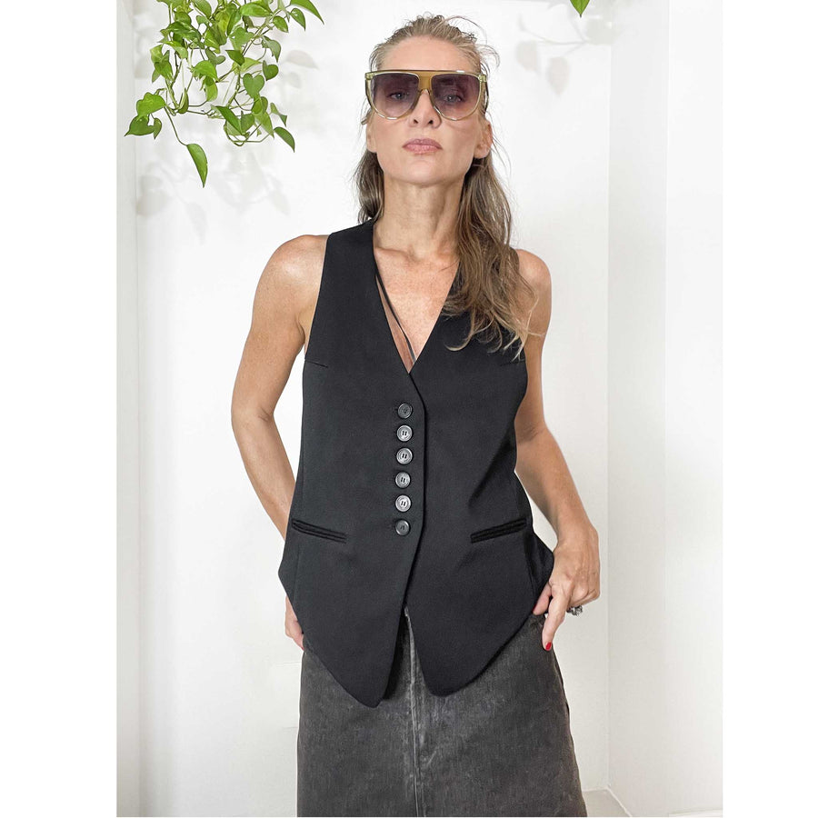 SOPHIE - Gilet gabardine lana misto viscosa