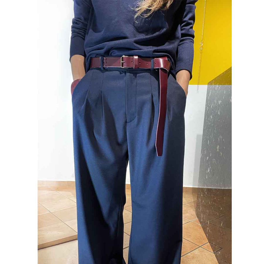 ZILIAH - Cintura cuoio lunga da annodare  COLORE BLU - 5 colori disponibili