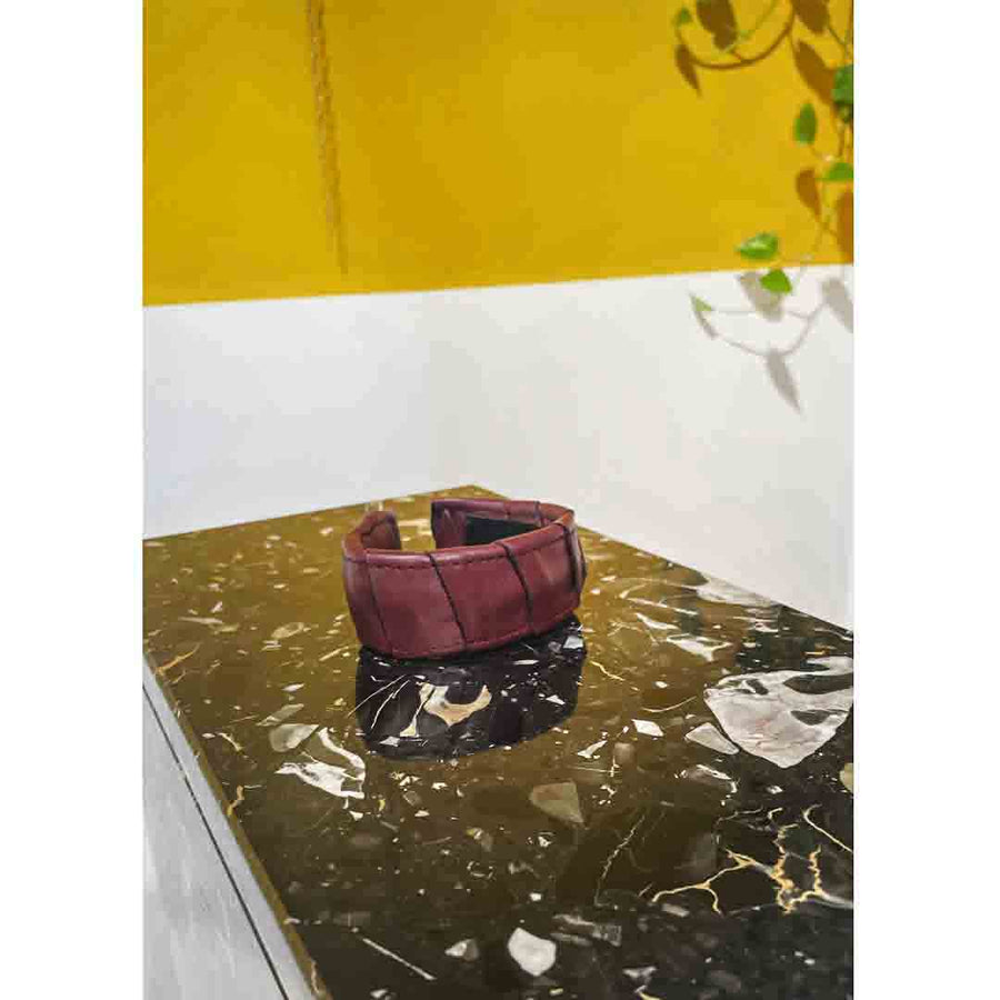 ZOE - Bracciale vera pelle fatto a mano - BORDEAUX