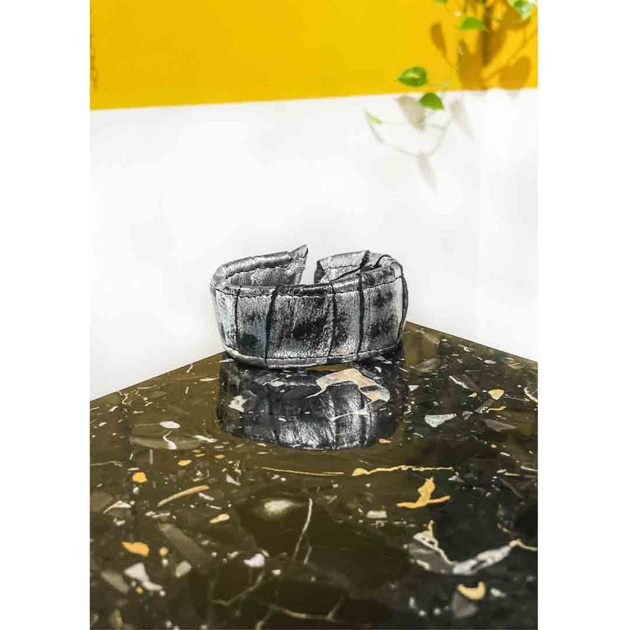 ZOE - Bracciale vera pelle fatto a mano- ARGENTO