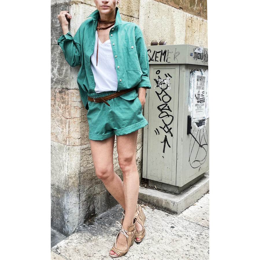 Completo verde - giacca camicia + shorts