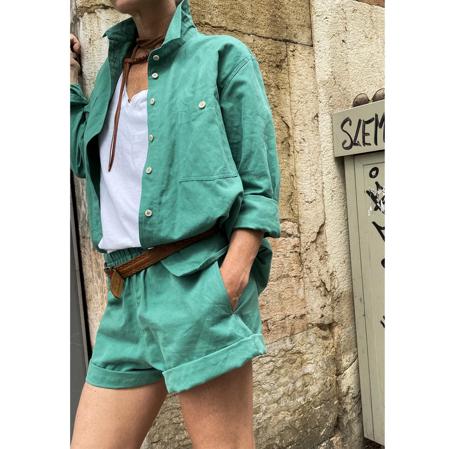 Completo verde - giacca camicia + shorts