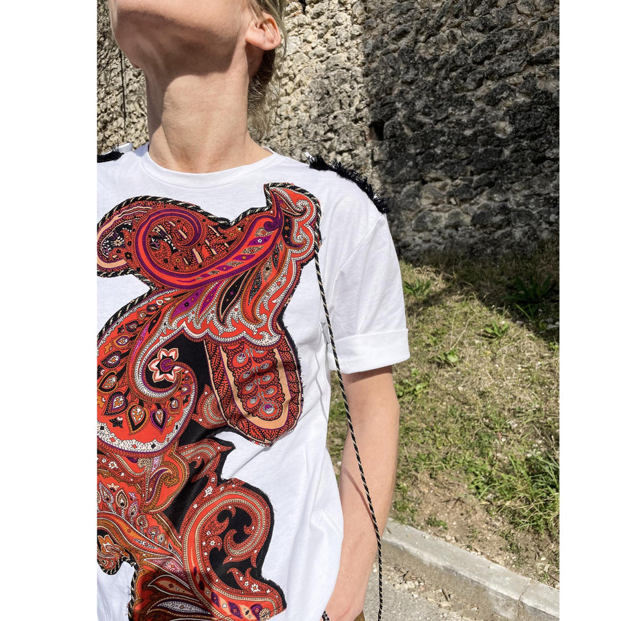 MAPEI deluxe BIANCO - Tshirt con applicazioni in seta